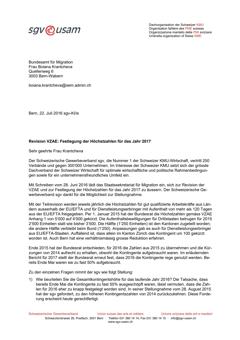  Revision VZAE: Festlegung der Höchstzahlen für das Jahr 2017