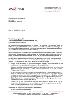  Vernehmlassungsantwort Amtshilfeabkommen im Zollbereich mit den USA