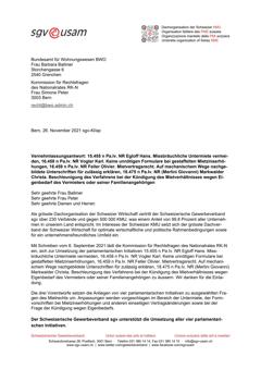  15.455 n Pa.Iv. NR Egloff Hans. Missbräuchliche Untermiete vermeiden, 16.458 n Pa.Iv. NR Vogler Karl. Keine unnötigen Formulare bei gestaffelten Mietzinserhöhungen...