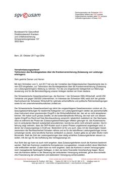  Vernehmlassungsantwort Teilrevision des Bundesgesetzes über die Krankenversicherung (Zulassung von Leistungserbringern)