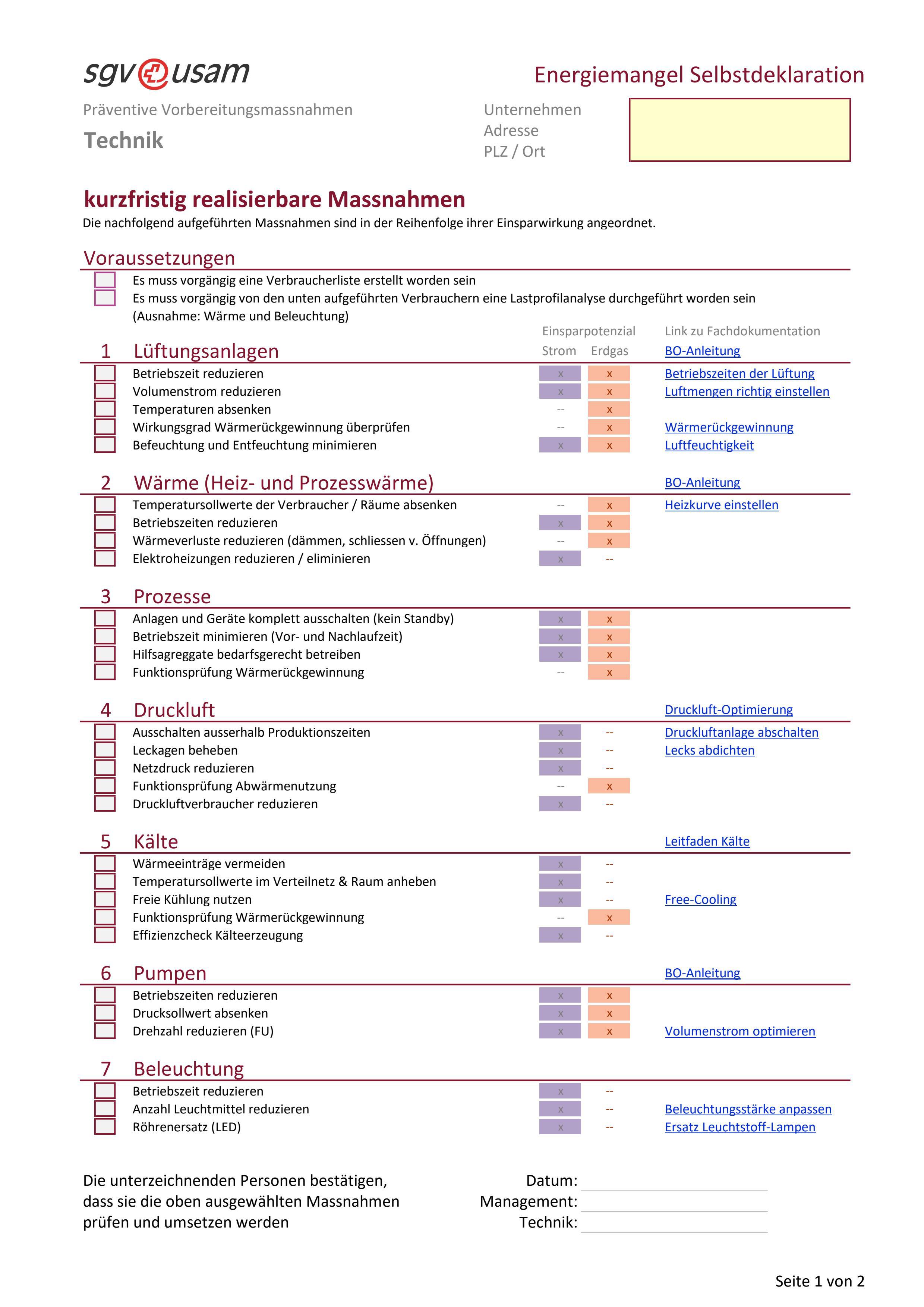  Formular Energiemangellage - Selbstdeklaration Technik