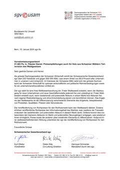  21.463 Pa. Iv. Fässler Daniel. Preisempfehlungen auch für Holz aus Schweizer Wäldern Teilrevision des Waldgesetzes