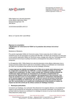  Modification de l’ordonnance de l’OSAV sur la protection des animaux lors de leur abattage