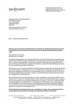  Änderung der Verordnung über Massnahmen im Bereich der Arbeitslosenversicherung im Zusammenhang mit dem Coronavirus (Covid-19) (Covid-19-Verordnung Arbeitslosenversicherung)