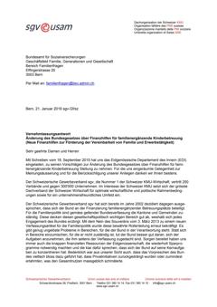  Vernehmlassungsantwort Änderung des Bundesgesetzes über Finanzhilfen für familienergänzende Kinderbetreuung (Neue Finanzhilfen zur Förderung der Vereinbarkeit von Familie und Erwerbstätigkeit)