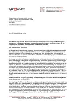  Rollende Landstrasse: Vernehmlassungsvorlage zur Änderung des Güterverkehrsverlagerungsgesetzes und zum Bundesbeschluss...