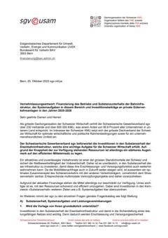  Finanzierung des Betriebs und Substanzunterhalts der Bahninfrastruktur, der Systemaufgaben in diesem Bereich und Investitionsbeiträge an private Güterverkehrsanlagen in den Jahren 2025-2028