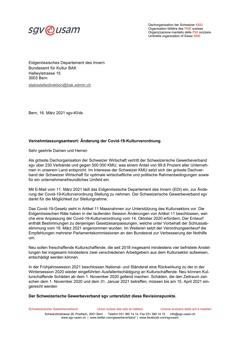  Änderung der Covid-19-Kulturverordnung