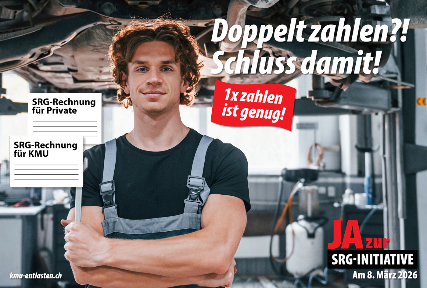 1 x zahlen ist genug. Am 8. März 2026: JA zur SRG-Initiative!
